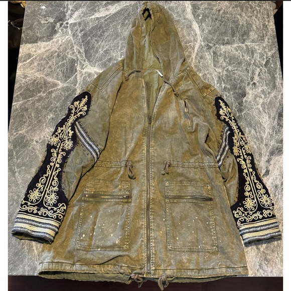 Free People Golden Quills Military Jacket size M - Picture 3 of 13